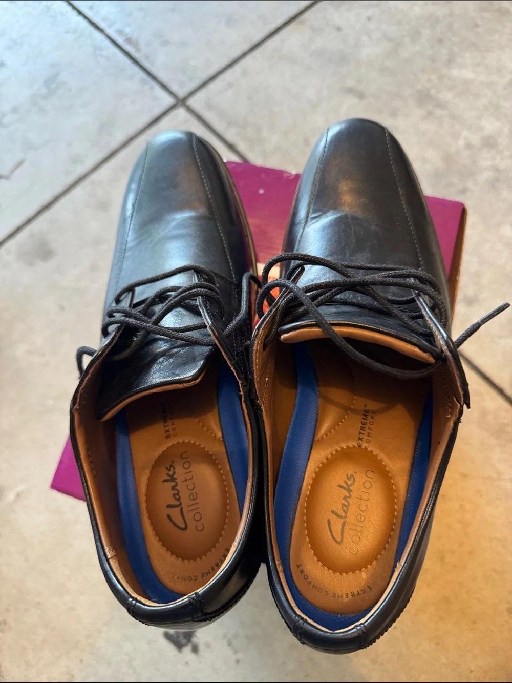 Clarks Collection Men’s Black Leather Extreme Comfort Oxfords Shoes size 9.5